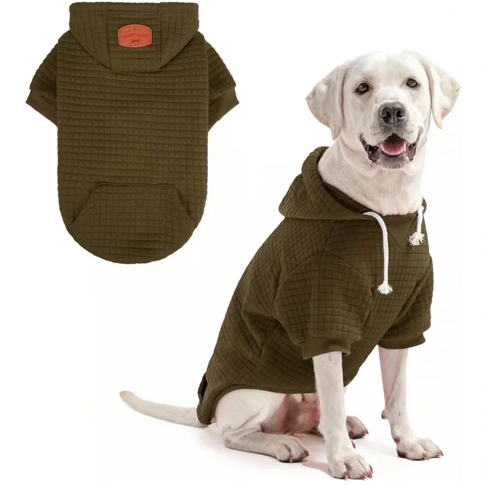 Army Green Quilted Dog Hoodie